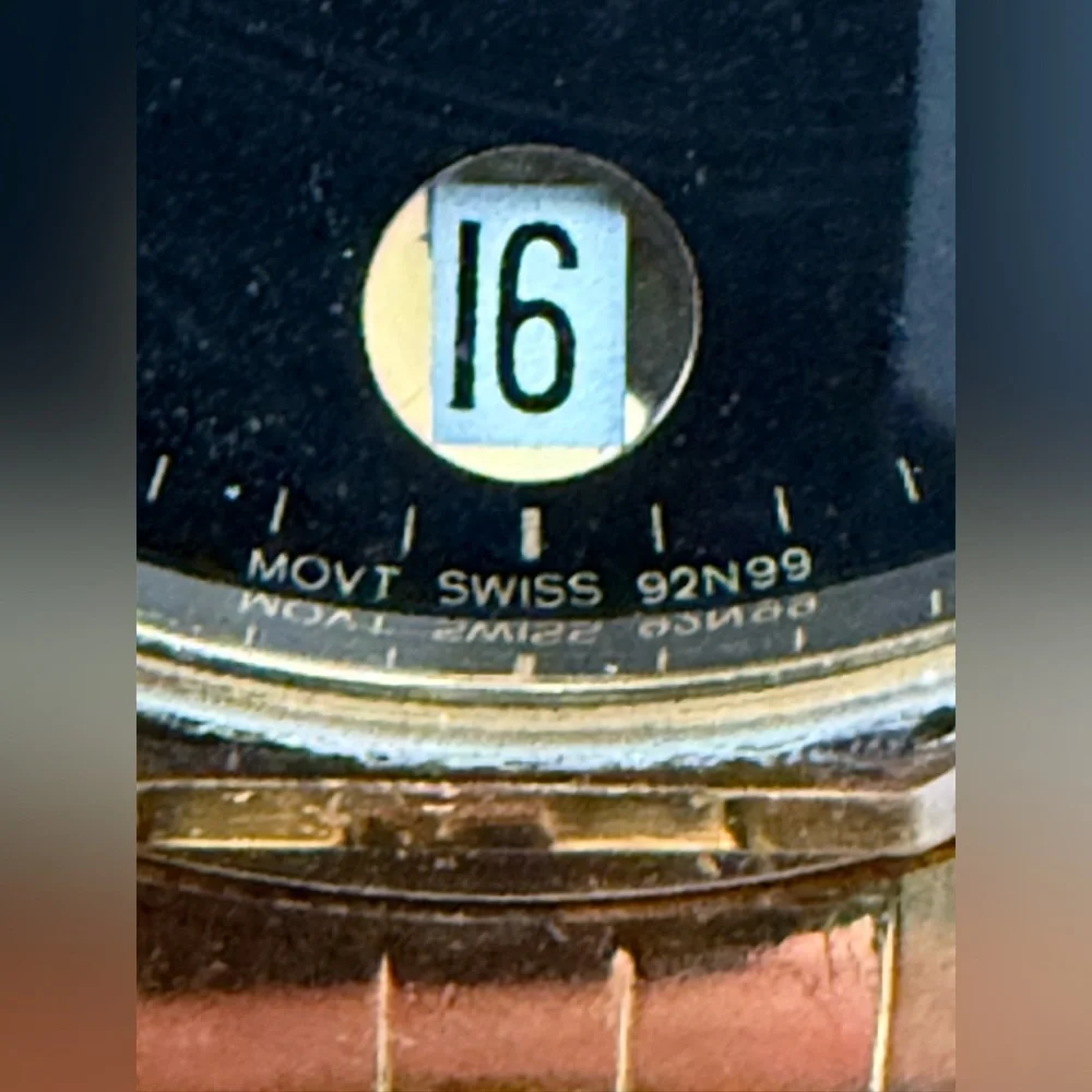 Bulova Vintage Diamond Watch Black Dial Gold Case Bracelet Date New Crystal